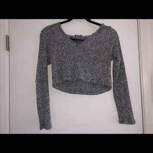 Grey cropped hooded sweater